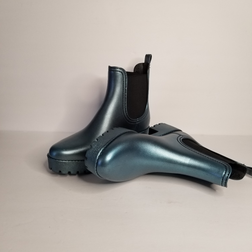 JEFFREY CAMPBELL BLUE  METALLIC RAIN BOOTS - Picture 2 of 7